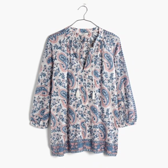 MADEWELL • Cotton and Silk Camelia Tassel Top in Flora Paisley - Picture 1 of 7
